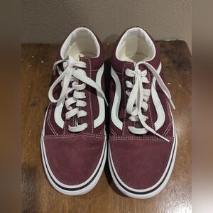 Vans Burgundy and White Sneakers